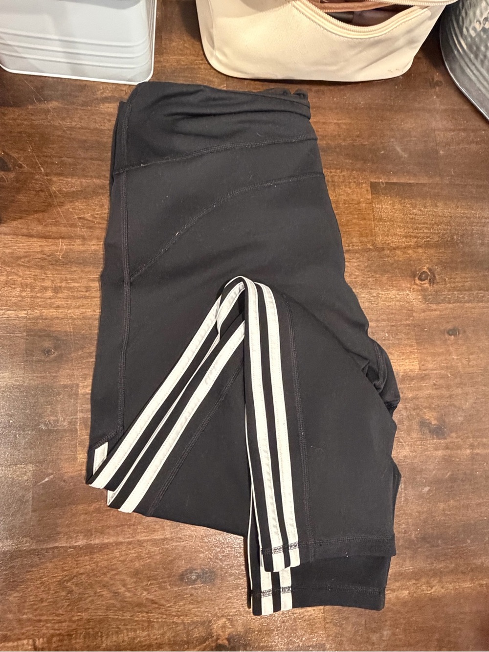 Women’s Black Leggings with White Side Stripes - Classic Active Bottoms